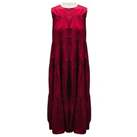 Marc by Marc Jacobs Vestido sem mangas em popeline de algodão com camadas Co Cabernet Bordeaux