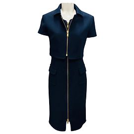 Ensemble veste et robe en piqué texturé bleu marine Paule Ka Bleu Marine