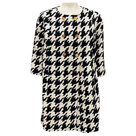 Edward Achour Black / Silver Collarless Houndstooth Coat with Gold Buttons Multiple colors