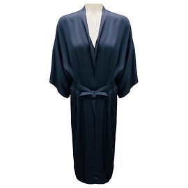 Peserico Dark Blue Belted Robe Coat Navy blue