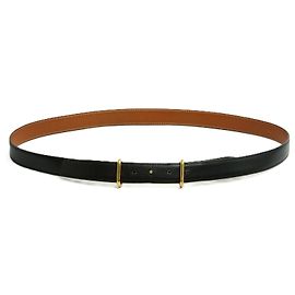 Hermès 24 mm T95 Black Leather Adjustable Belt 38 Black