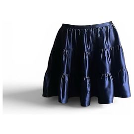Mini gonna "Petra-Heavy" Joseph 36 Satin di Seta Blu Notte Blu scuro