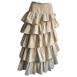 Jupe longue volantée 90s Kenzo Jeans 38 coton sable Beige