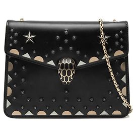 Bulgari Bolsa de ombro Serpenti com corrente studded BVLGARI Preto