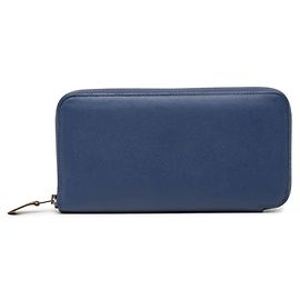 Hermes Hermès Azap Long Silk-in Wallet in Blue Epsom Leather Blue