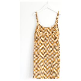 Prada Spring 1996 Formica Tile Print Dress Brown