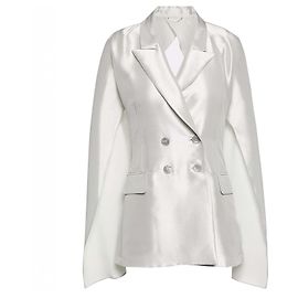 Max Mara Graue Seidenblazerjacke Silber Grau