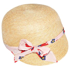 Miu Miu Straw Visor Cap Beige