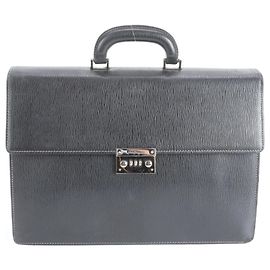 Salvatore Ferragamo Leather Briefcase Black