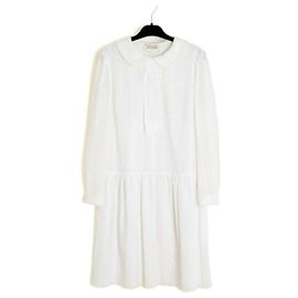 Saint Laurent 2014 Vestido de Encaje FR42 Slimane Blanco Algodón Encaje UK14 US12 Blanco
