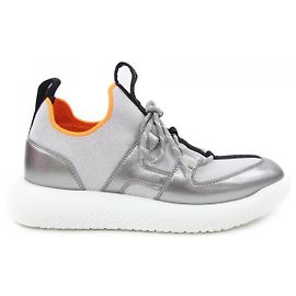 Hermès Baskets Duel en cuir Hermes Argenté