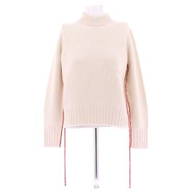 The row Pull crème détail rouge en cachemire Beige