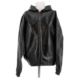Phoebe Philo Schwarze Lederjacke mit Kapuze Schwarz