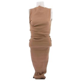 Robe longue marron en lin Lanvin Marron