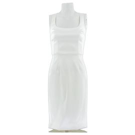 Robe midi sans manches en satin blanc Dolce & Gabbana Blanc