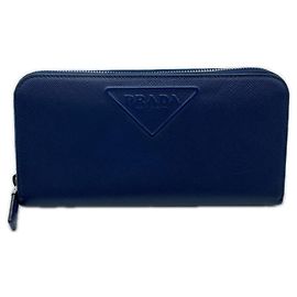 Prada Saffiano Leather Long Wallet in Navy Blue Blue Navy blue