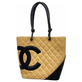 Bolsa Tote Cambon da Chanel Preto Bege