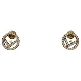 Fendi F Is Strass-Logo-Ohrringe Golden