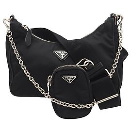 Bolsa de Ombro em Couro Saffiano Prada Preto