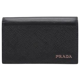 Prada Saffiano Leather Card Case Black