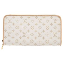 Louis Vuitton Monogram Mini Zippy Geldbörse Weiß Beige
