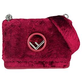 Fendi Canayef Fur Shoulder Bag Red