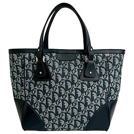 Dior Blu Diorissimo Trotter Tela Tote con Zip Blu Blu navy