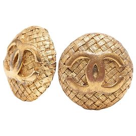 Boucles d'oreilles vintage clip Coco Mark de Chanel Doré