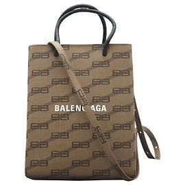 BB Monogram Einkaufstasche von Balenciaga Weiß Beige