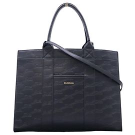 Sac tote en cuir BB Monogram de Balenciaga Noir