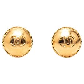 Orecchini rotondi vintage Chanel Coco Mark D'oro