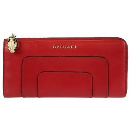 Bulgari Monedero de cuero rojo Serpenti de Bvlgari Roja