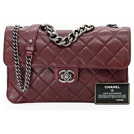 Chanel Perfect Edge Grand Double Flap – Bourgogne / Ruthénium – Ensemble Complet Rouge Bordeaux