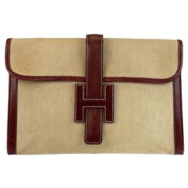 Hermès Pochette HERMES H Logo Jige PM Rouge Beige