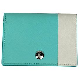 Estuche para tarjetas de visita de cuero azul Tiffany & Co. Azul