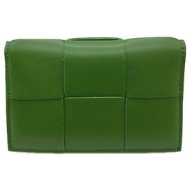 Bottega Veneta Green Leather Card Case Green
