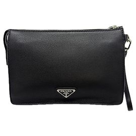 Prada Vitello City Leather Second Bag Black