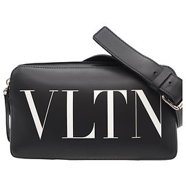 Valentino VLTN Logo Leather Sling Bag Black