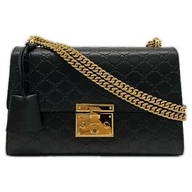Bolsa de Ombro de Couro Guccissima Padlock da Gucci Preto