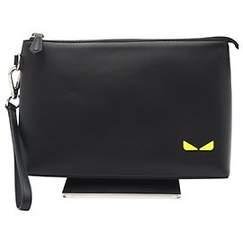 Pochette FENDI Monster MINI OCCHI EYES Noir Jaune