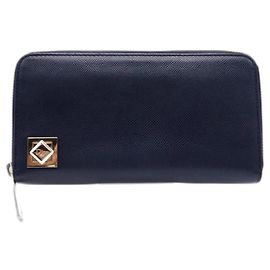 Christian Dior Long Wallet Blue Navy blue