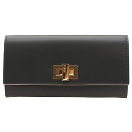 Fendi Beige und Khaki Leder Peekaboo Continental Geldbörse Beige Khaki