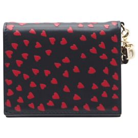 Christian Dior Dior I LOVE PARIS Leder Damen Compact Wallet Rot Marineblau