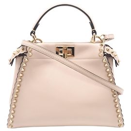 Bolsa de mão mini Peekaboo de couro Fendi Rosa Dourado