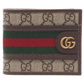 GUCCI Ophidia GG Bifold Wallet Brown Red Green