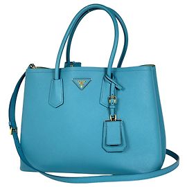 Borsa media doppia Prada Blu