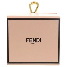 Chaveiro de couro Mini Box Fendi Rosa Dourado