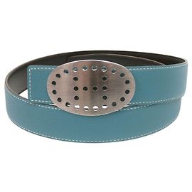 Hermès Evelyne Belt Blue Jean Silver Hardware Silvery Blue