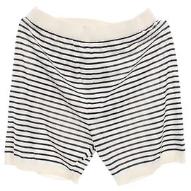 Prada Silk Cotton Shorts White Navy blue