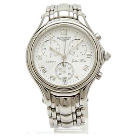 Longines Golden Wing Edelstahl-Uhr Weiß
